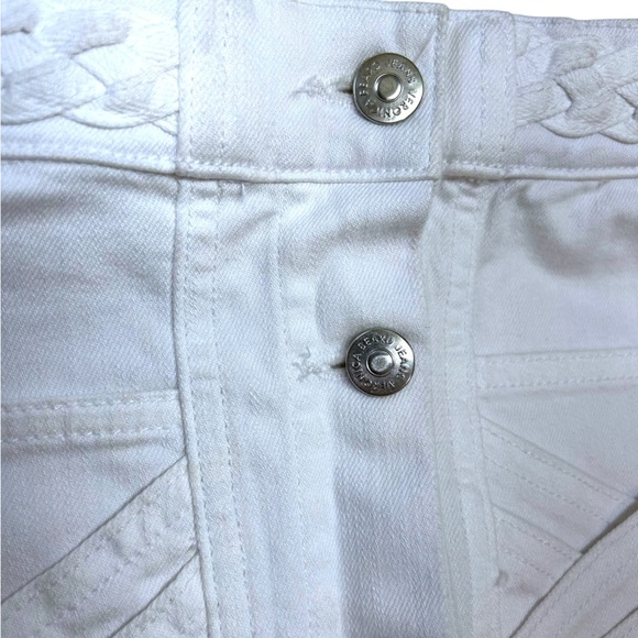 Veronica Beard Jeans Skirt Women's Size 8 Button Front Braided White Denim Mini - Picture 4 of 13